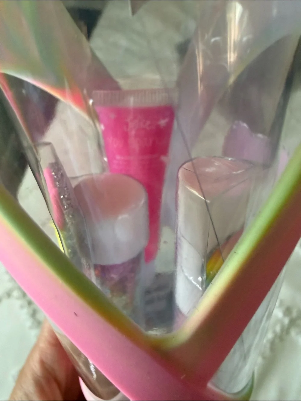 Justice Pink Lid Iridescent Sleeve Water Bottle with G Detail